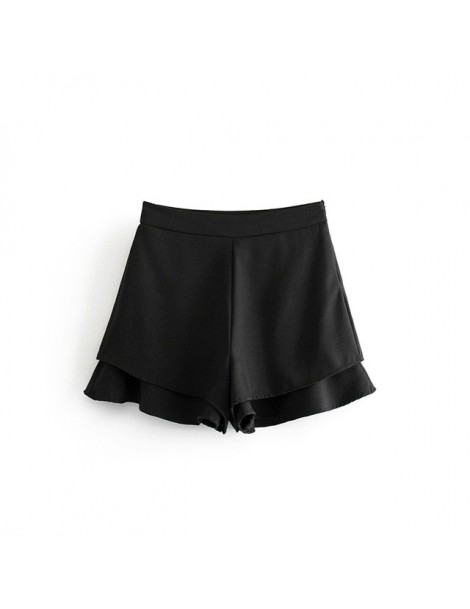 Shorts fashion women korean ruffles shorts summer solid pockets female high street black red ladies shorts panalones 6A224 - ...