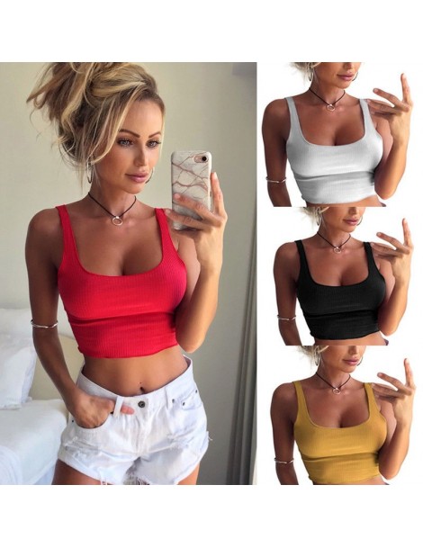 Tank Tops Short Tanks Camis Women Summer Solid Tank Tops Female Knitted Backless Crop Tops 2018 Hot Sale Cotton Sexy Elastic ...