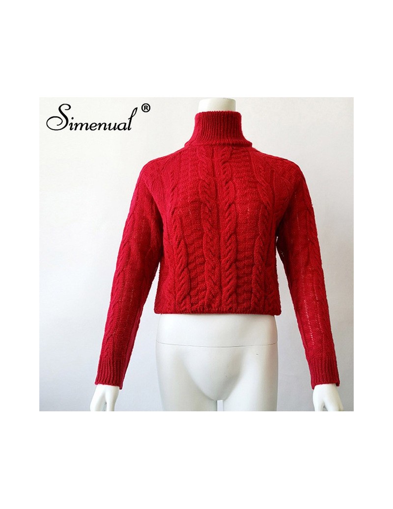 Twist turtlenecks sweaters for women fashion slim cropped jumpers kntwear autumn fashion solid pullover female basic - red -...