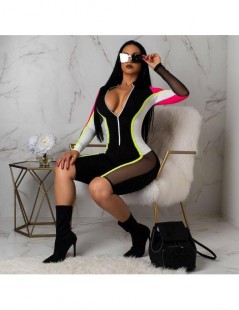 Rompers Women Long Sleeves Cropped Jumpsuit Colors Patchwork Mesh Bodycon Sports Coveralls JS26 - As shown - 4000092318898 $1...