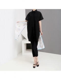 Blouses & Shirts 2019 Korean Style Women Summer Black Long Blouse Shirt Long Back Printed Lady Casual Blouses Feminine Shirt ...