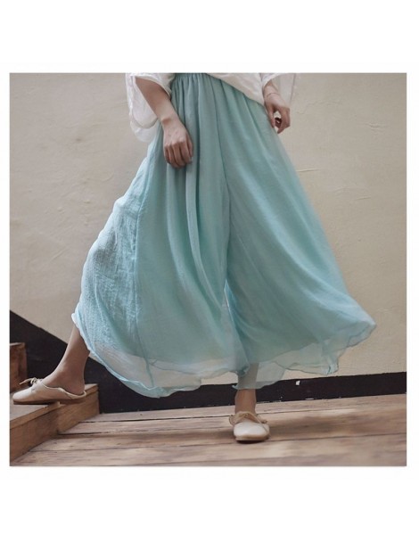 Pants & Capris Women's Vintage Chinese Style Wide Leg Pants Female Casual Cotton Linen Loose High Waisted Pants Trousers 2018...