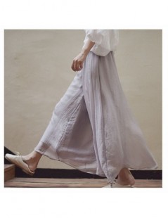 Pants & Capris Women's Vintage Chinese Style Wide Leg Pants Female Casual Cotton Linen Loose High Waisted Pants Trousers 2018...