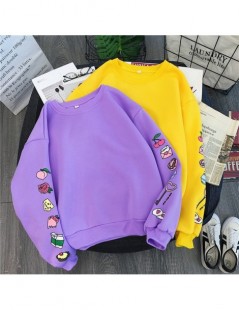 Hoodies & Sweatshirts Sweet Purple Yellow Sweatshirt Cute Cake Milk Food Printed Pullovers Autumn Winter Warm Thick Fleece Ho...