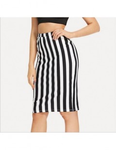 Skirts 2019 Summer Women Sexy Hip Skirts Striped Party Straight Skirt Female Elastic waist Bodycon Women Office skirts - as p...