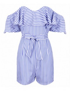Rompers 2019 Women Striped Off Shoulder Ruffles Design Romper Female Sexy Bowknot Plasuit One Piece Jumpsuit Overalls for Wom...