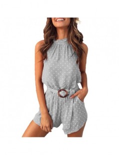 Rompers Summer Polka Dot Print Women Jumpsuit Beach Overalls Sexy Backless Lace-up Romper 2019 Off Shoulder Casual Playsuit B...