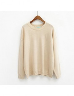Pullovers All Match Basic Style Loose Casual Fashion Solid O-neck Long Sleeve Female Sweaters - Khaki - 413834774992-7 $11.93