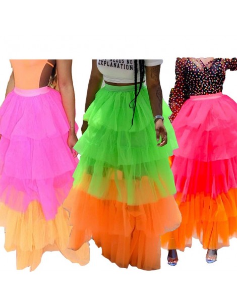Skirts Multicolor mesh cake skirt sweet girl pattern type Patchwork Style fashion summer sexy fashion European and American s...