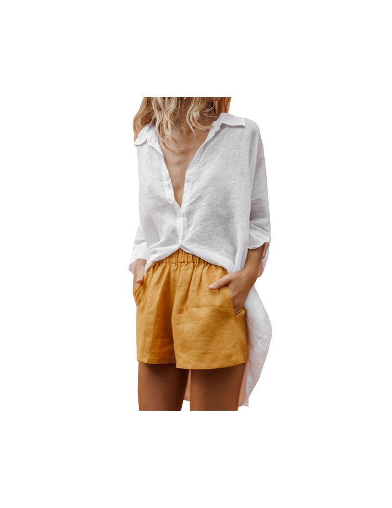 Womens Tops and Blouses Fashion 2019 Autumn Long Style Linen White Shirt Women Long Sleeve Blouse Pullovers Woman ClothesFC4...