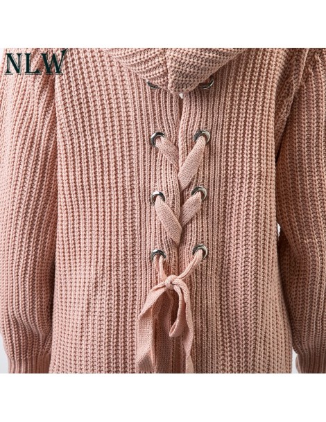 Cardigans 2019 Autumn Winter Knitted Cardigan Sweater Women Streetwear Long Sleeve Pocket Hooded Jumper Fashion Lace up Split...