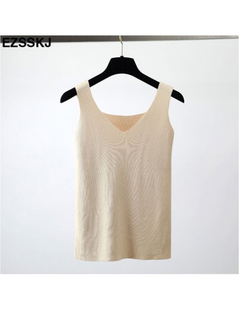 casual crop baisc Knitted Tank Tops Women office V Neck Tank top Solid Sweater camisole simple OL sleeveless shirt female to...