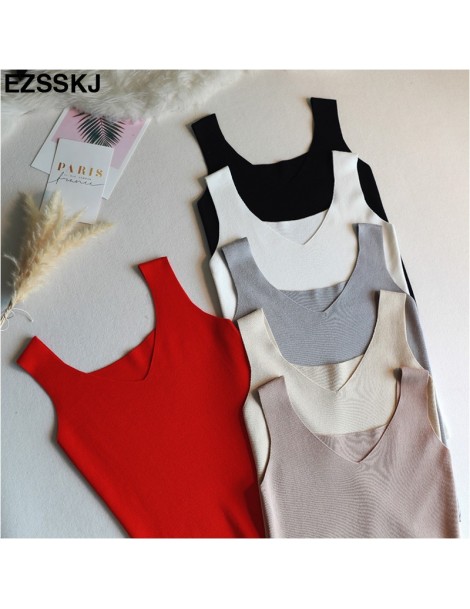 Tank Tops casual crop baisc Knitted Tank Tops Women office V Neck Tank top Solid Sweater camisole simple OL sleeveless shirt ...