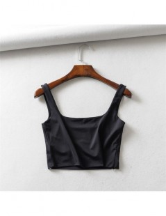 Camis Women Crop Square Neck Cami Two Layers "Never See Through" Cropped Tank - black - 453006952141-4 $8.73
