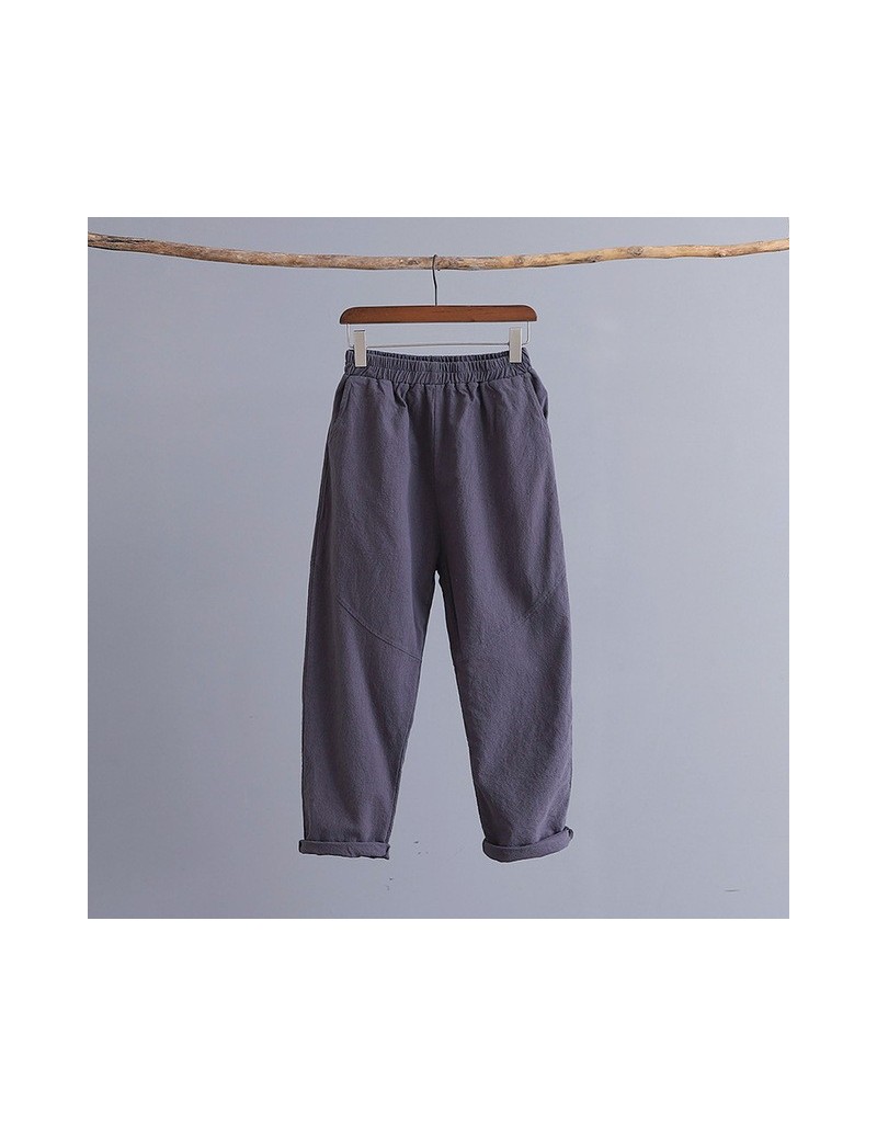 Pants & Capris 2019 New Style Elastic Waist Trouser Cotton Linen Women Pants Spring Summer Solid Casual Ankle Length Female P...