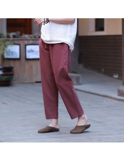 Pants & Capris 2019 New Style Elastic Waist Trouser Cotton Linen Women Pants Spring Summer Solid Casual Ankle Length Female P...