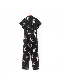 Jumpsuits 2018 spring women casual full length jumpsuits loose black print female jumpsuits sashes fashion bow jumpsuits - BL...