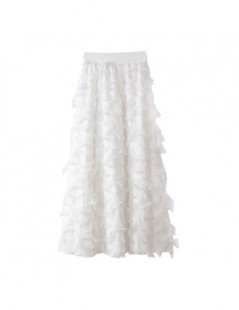 Skirts 2019 Spring New Fashion Black White Tassels Stitching Big Pendulum Long Type Half-body Skirt Women YC237 - white - 4H3...