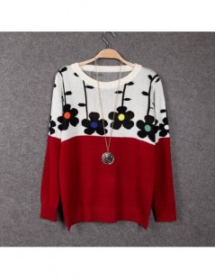 Pullovers New Fashion Loose Style Women Spring Sweater Knitted Long Sleeve Outerwear Flower sweater Pullover female tops - Je...