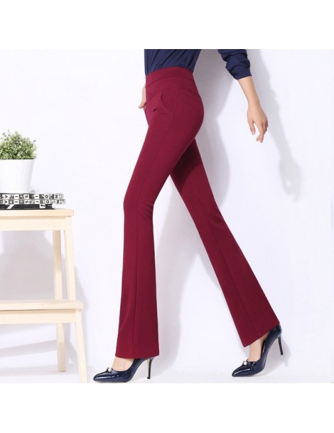 Pants & Capris Flare Pants Women 2019 New Spring High waist sexy Slim formal bodycon trousers pantalones femme red blue black...
