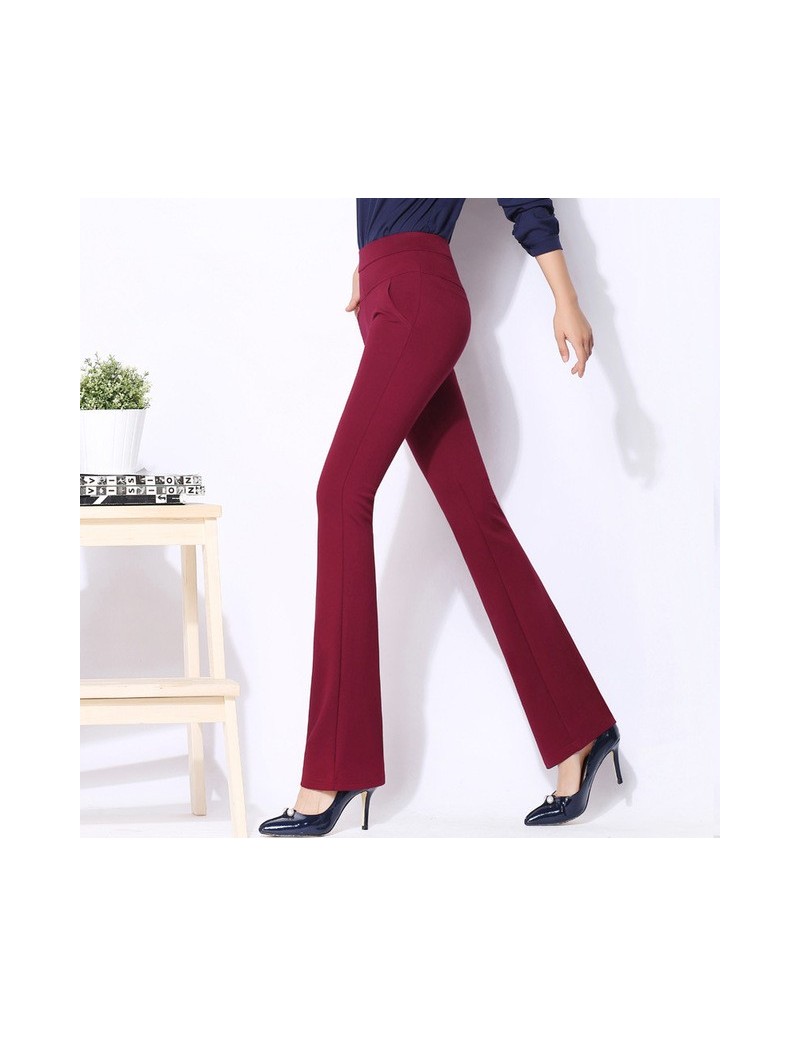 Flare Pants Women 2019 New Spring High waist sexy Slim formal bodycon trousers pantalones femme red blue black S~4XL - Red -...