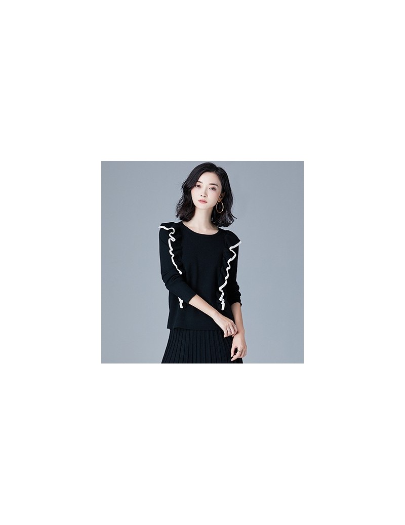 Pullovers Knitted Pullovers Women Top 2018 New Autumn O Neck Long Sleeve Ruched Pullover Pull Femme Jumper Knitwear Woman Swe...
