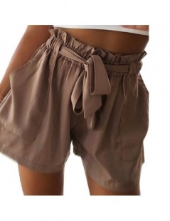 Shorts Fashion Womens Shorts High Waist Tie Belt Paper Bag Shorts Ladies Summer Casual Work Drawstring Sashes Home Shorts - k...