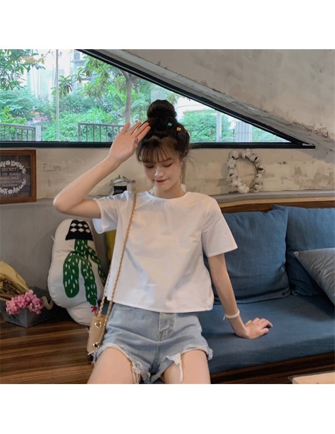 Blouses & Shirts 2019 Hot Sweet Loose Bare Back Bow Summer Elegant Women All Match Solid Fresh Casual Short-Sleeved Shirt 3 C...