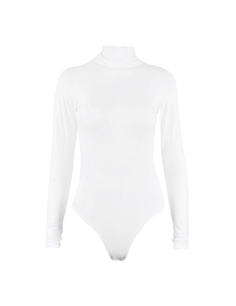 Turtleneck rompers womens jumpsuit Long Sleeve Women Bodysuit Solid ...