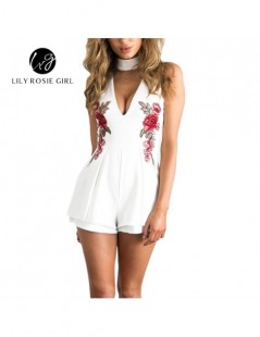 Rompers Summer Elegant V Neck Floral Women Playsuit Sleeveless White Jumpsuits Rompers Casual Beach Overall Embroidery Plus S...