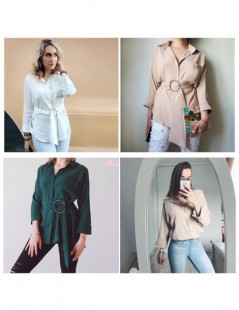 Blouses & Shirts Women Long Blouses 2018 Autumn SpringCasual Buttons Ladies Elegant Lace-up Fitted Waist Retro Tops shirt BL3...