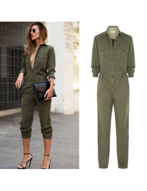 Jumpsuits 2018 Fashion Casual Army Green Jumpsuit Womens V-Neck Ladies Evening Clubwear NightOut Party Playsuit Pocket Hot Se...