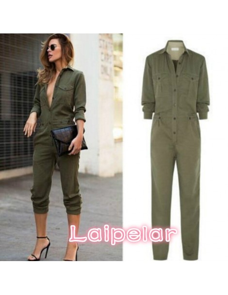 Jumpsuits 2018 Fashion Casual Army Green Jumpsuit Womens V-Neck Ladies Evening Clubwear NightOut Party Playsuit Pocket Hot Se...