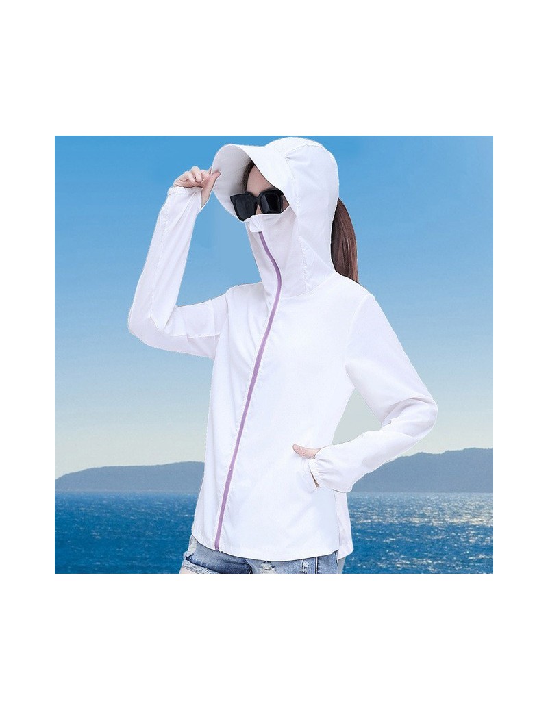 New Arrival Summer Women Sunscreen Waterproof UV Proof Hooded Thin Jacket With Hat Brim Mouth Mask Plus Size 2XL Outside Wea...