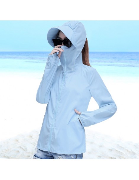 Jackets New Arrival Summer Women Sunscreen Waterproof UV Proof Hooded Thin Jacket With Hat Brim Mouth Mask Plus Size 2XL Outs...