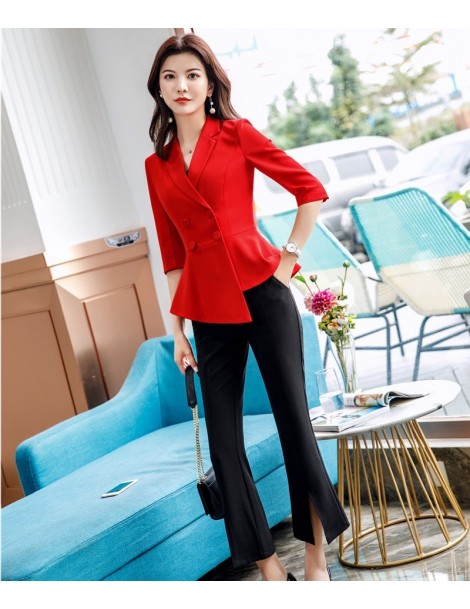 Pant Suits Fashion Red Business Suits Women Pantsuits With 2 Piece Jackets And Pants for Ladies Office Work Wear OL Styles Bl...