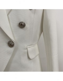 Blazers HIGH QUALITY Newest Fashion 2019 Designer Blazer Women's Silver Lion Buttons Double Breasted Blazer Jacket - Black - ...
