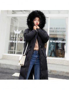 Parkas Women Winter Warm Long Cotton Parkas Snow Hooded Large Fur Collar Jackets Female Overcoat Thick Black White Cotton Coa...