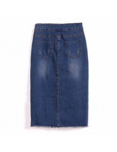 Skirts 2019 New Women's spring summer Add fertilizer to increase denim skirt in the long skirt large size A word skirt - blue...