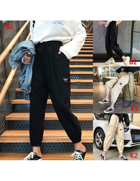 Pants & Capris Harajuku Spring Streetwear Ladies Pants Women Men Casual Solid Big Pocket Pants High Waist Loose Trousers pant...