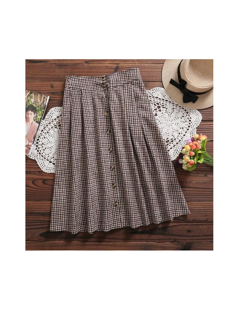 Skirts 2019 Spring Knee Length Skirts Hot Sales Women Japan Preppy Style Girls Ladies High Waist Button Corduroy Vintage Plai...