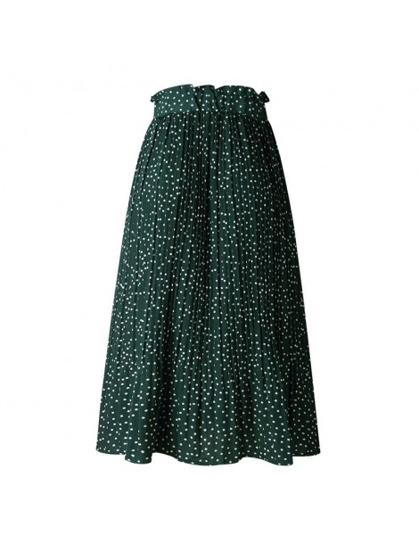 Skirts 2019 Summer Casual Chiffon Print Pockets High Waist Pleated Maxi Skirt Womens Long Skirts For Women - Blue - 4D3086703...