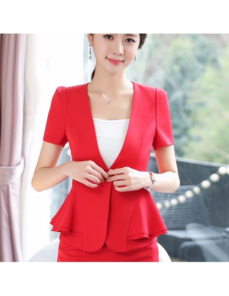 Skirt Suits Women 2018 RUFFLES skirt suits Office Lady Summer Slim Blazers With Skirt Two Piece Set Business work Skirt Suits...