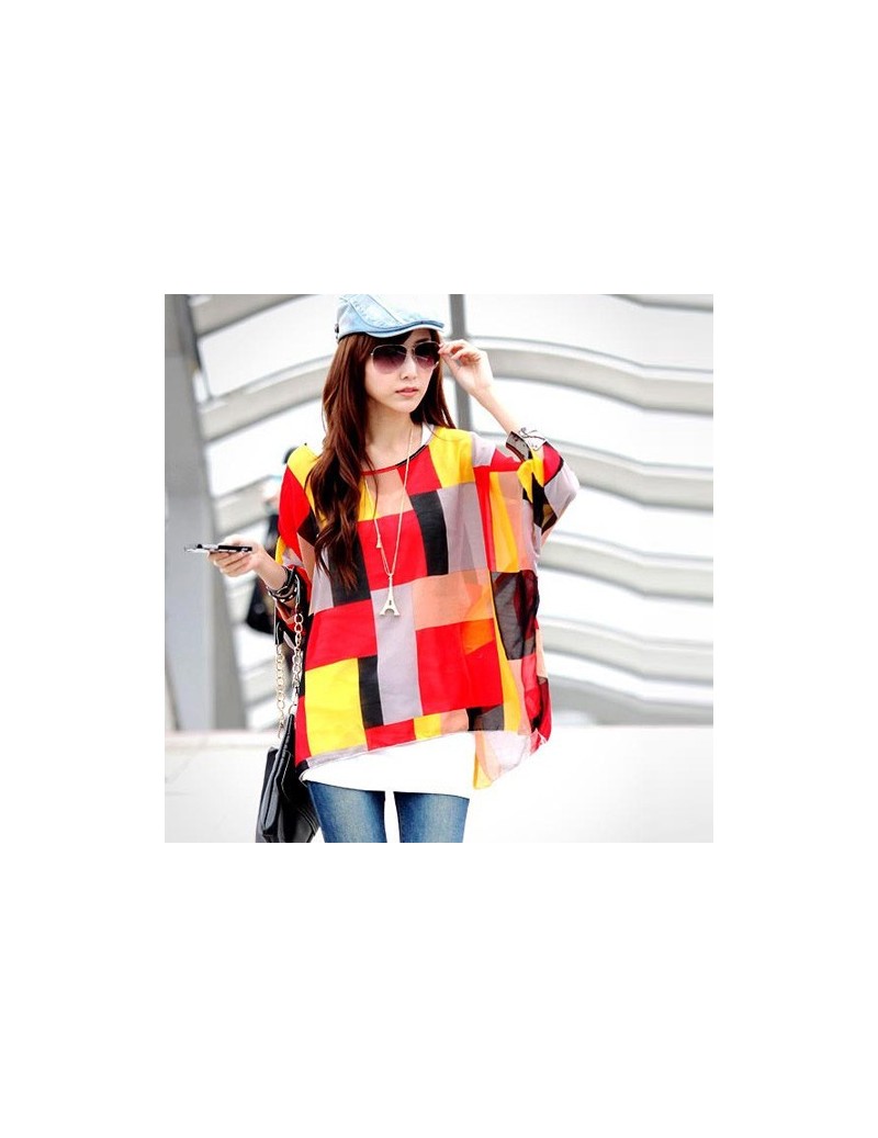 Blouses & Shirts Blouse Shirt 2018 Novelty Women Casual Shirts Tops Plus Size 4XL 5XL 6XL Women's Batwing Chiffon Blouses Blu...