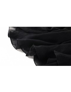 Skirts Women Silk Skirt 100%Real Silk Pleated A-Line Skirts Casual Elastic Waist Mid-Calf Length Black Skirt 2019 Fall Winter...