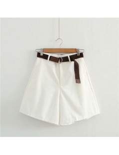 Shorts Women's Cotton shorts With Belt Vintage Korean Ladies White High Waisted Denim shorts For Women Caual Loose Short 2019...