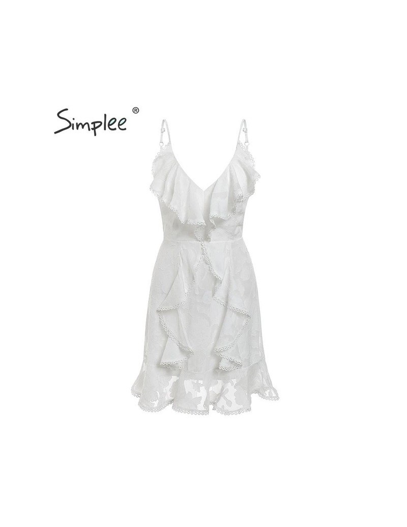 Dresses Sexy v neck ruffle women summer dress Spaghetti strap white floral chiffon short vestidos Holiday beach casual dresse...