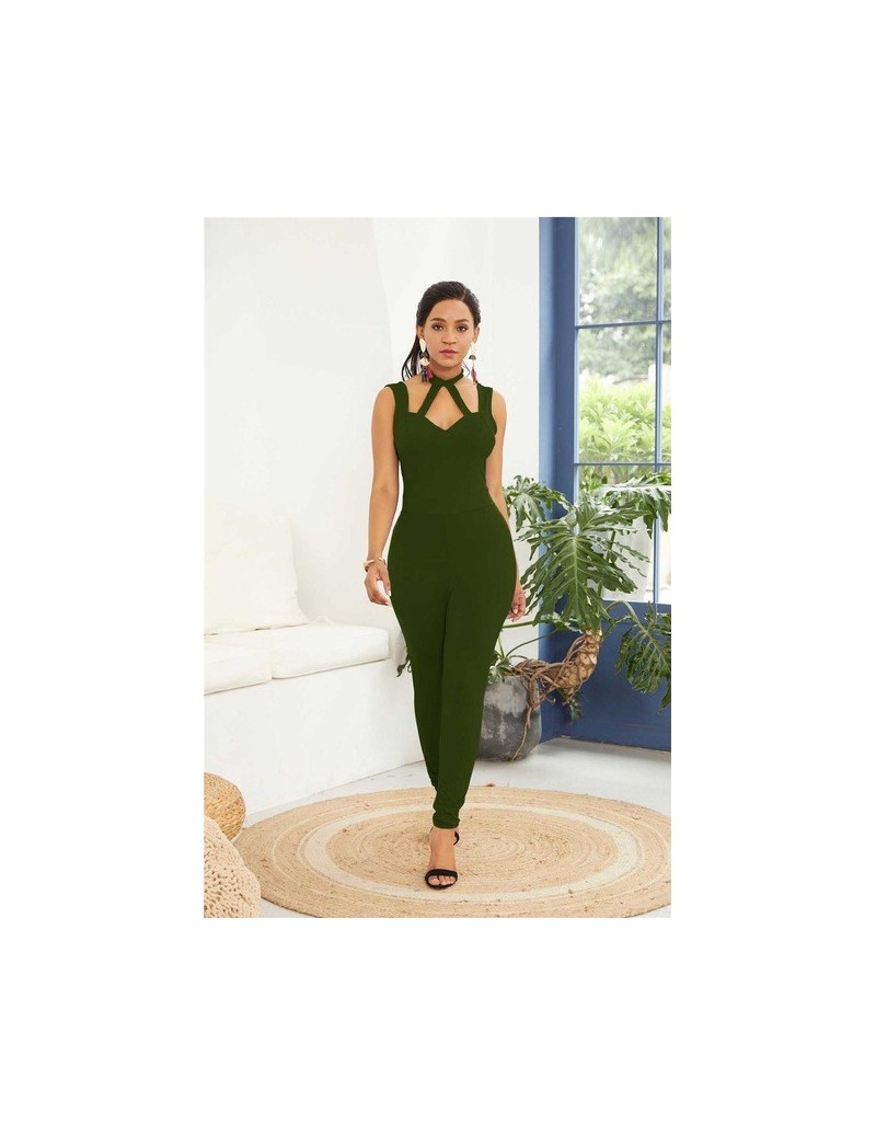 Jumpsuits Casual Solid Sleeveless Women Jumpsuit Sexy Hollow Out O Neck Backless Bodycon Jumpsuit Women Night Club Female Bod...