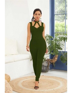 Jumpsuits Casual Solid Sleeveless Women Jumpsuit Sexy Hollow Out O Neck Backless Bodycon Jumpsuit Women Night Club Female Bod...