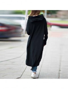 Parkas Womens Long Sleeve Zipper Front Coat Hooded Drawstring Jacket Irregular Hem Slit Back Plus Size Outwear Solid Color - ...
